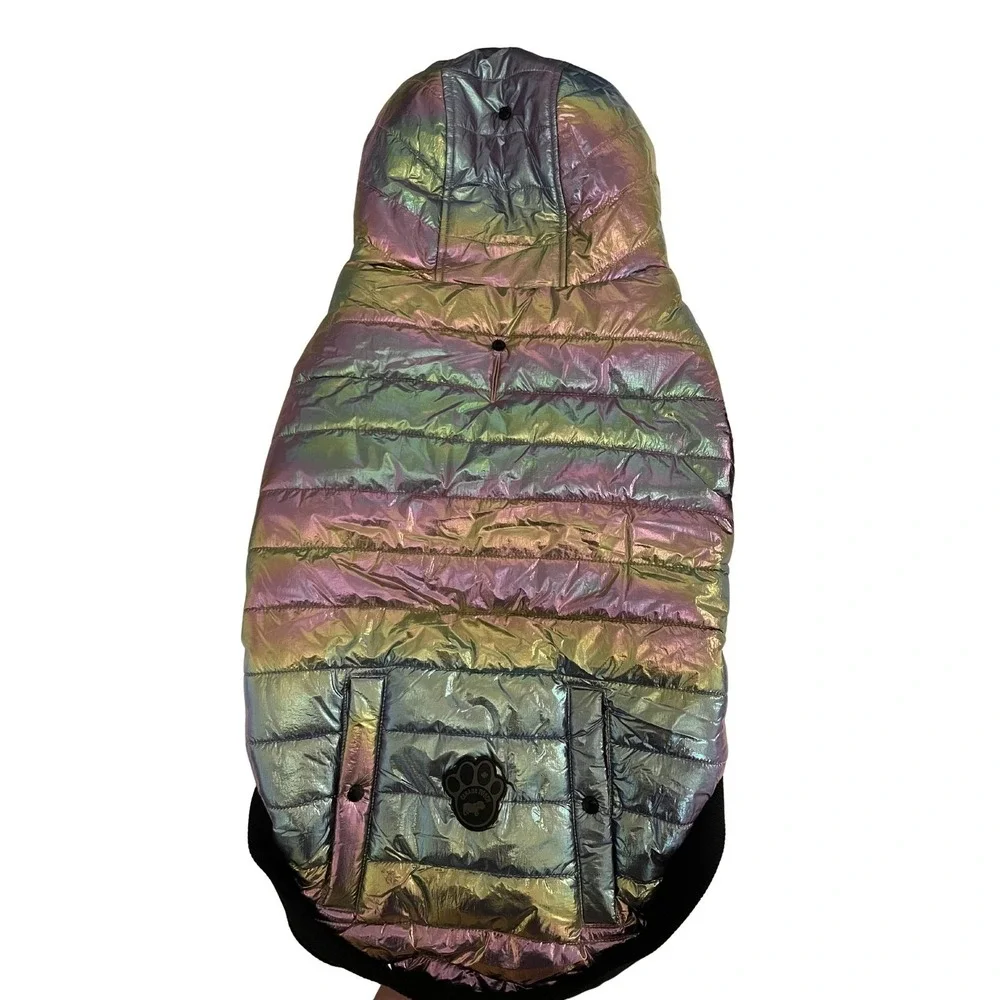 Canada Pooch Shiny Puffer Dog Coat‎ Size 26 Iridescent Winter Pet Jacket NWT